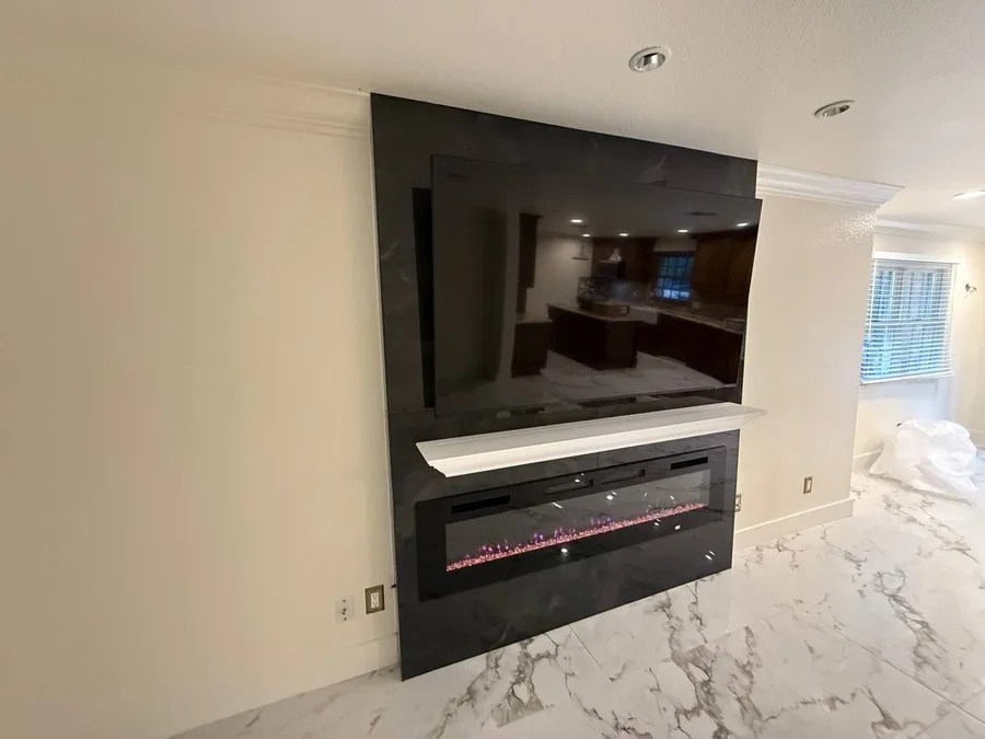 Modern Entertainment Center with Fireplace